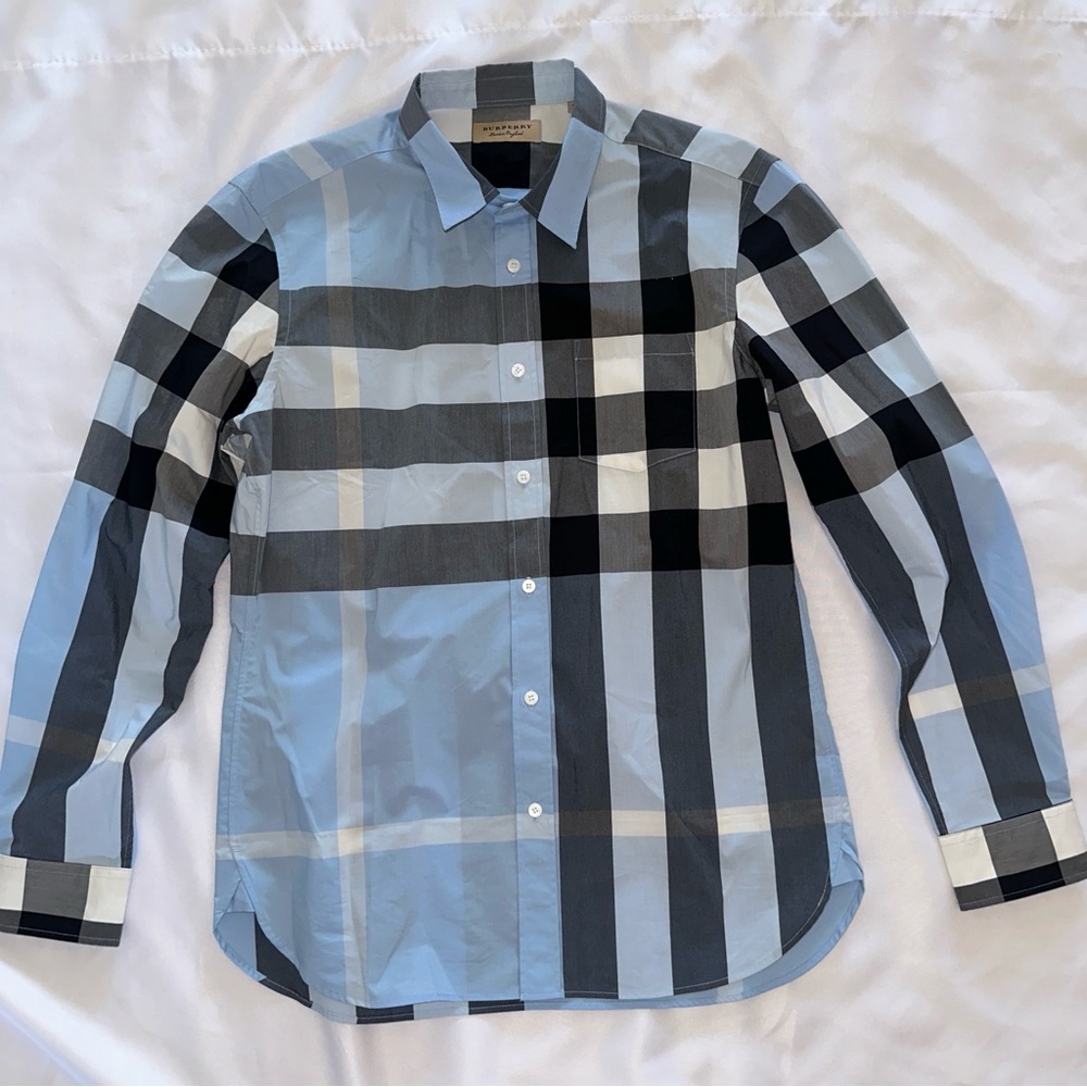 Burberry Mens Exploded Check Plaid Shirt XL- fits like a Small